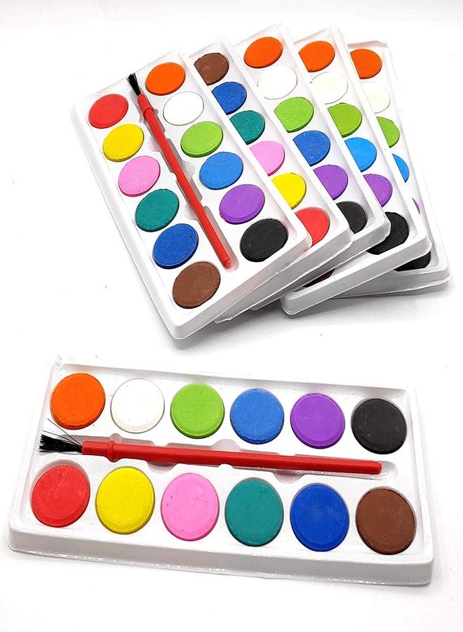 KIVYA Return Gifts for Kids Birthday Party | Watercolor Tray Coloring Kit for Painting with Artist Paint Brush for Children School Supplies/Party Favors and Gifts for Girls/Boys - Pack of 6, white - Image 1